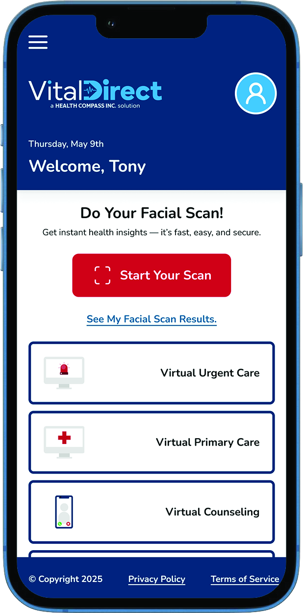 The Vital facial scanner app — Do Your Facial Scan, with the Start Your Scan button